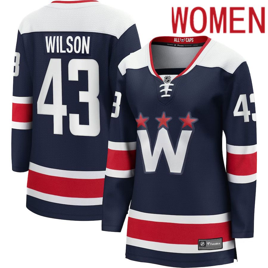 Women Washington Capitals 43 Tom Wilson Fanatics Branded Navy Alternate Premier Breakaway Player NHL Jersey
